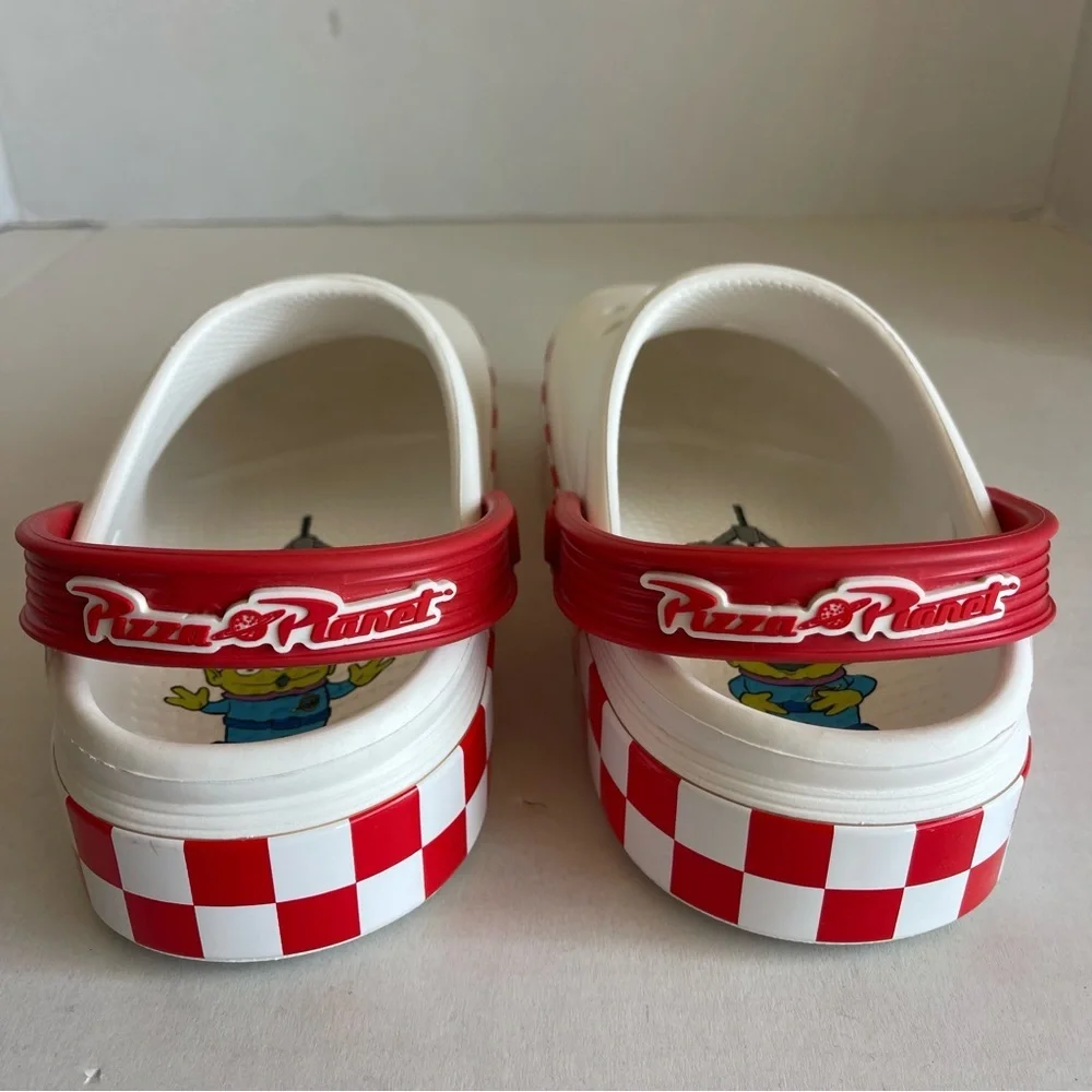 CROCS White and Red Toy Story Platform Clogs Women Size 7.  Men Size 5